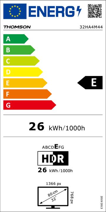 Label énergétique Thomson 32HA4M44 Smart TV 32 Pollici HD (32", HD 768p)