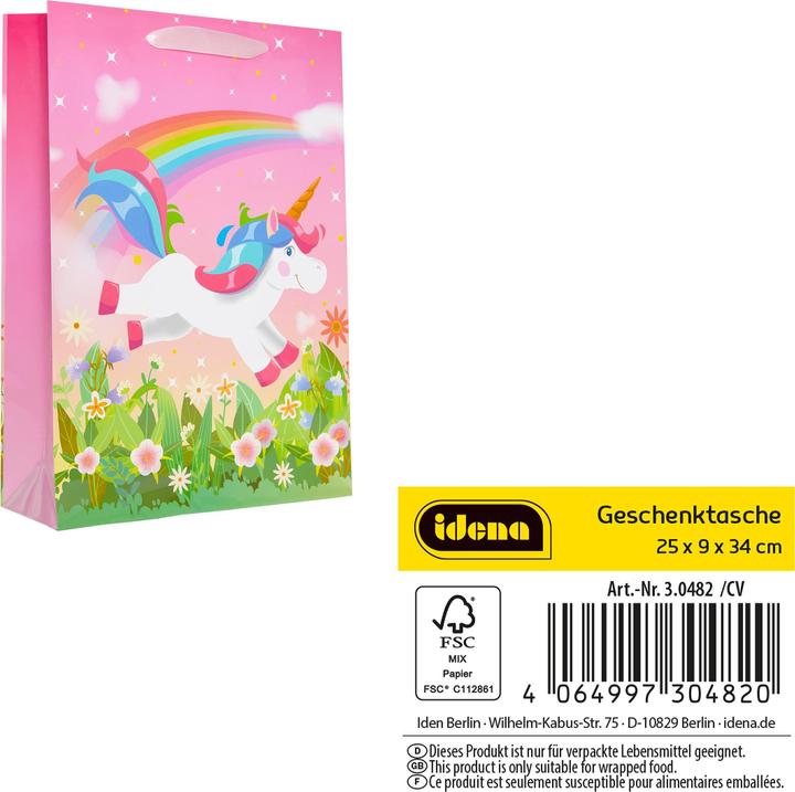 Image du produit Idena Sac cadeau enfant motif licorne multicolore 25x34x9cm (Pochette cadeau)