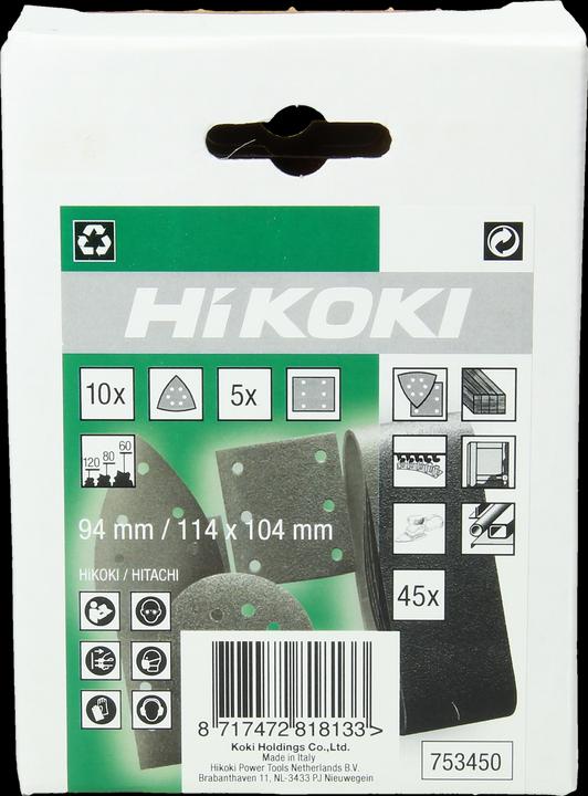 Actual product image Hikoki Sanding paper set SV12SH K60/80/120 (45 pcs.)