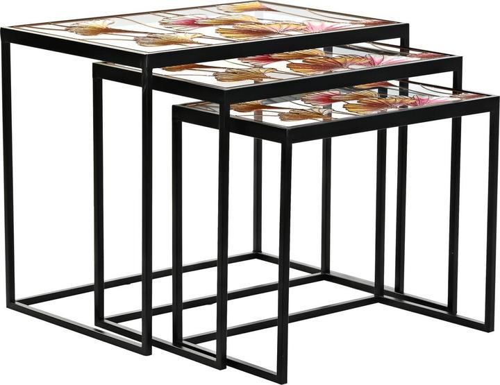 Produktbild DKD Home Decor Set of 3 tables Yellow Black Pink Golden 60 x 40 x 50 cm