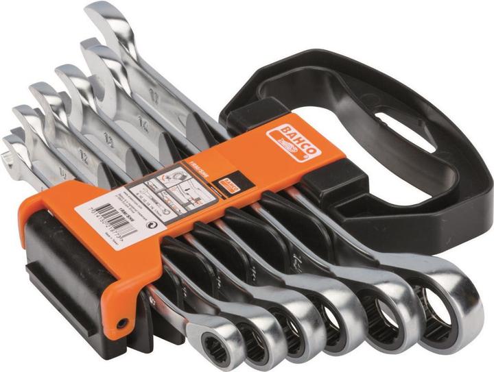 Produktbild Bahco Metrischer Knarren-Ring-Maulschlüssel-Satz - 6-teilig/Kunststoffhalter (17 mm, 8 mm, 14 mm, 12 mm, 13 mm, 10 mm)