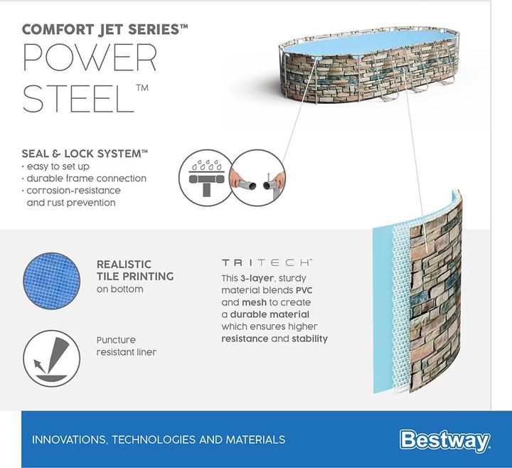Immagine prodotto Bestway Set Pool Power Steel Comfort Jet Series 610 x 366 x 122 cm (610 x 366 x 122 cm)
