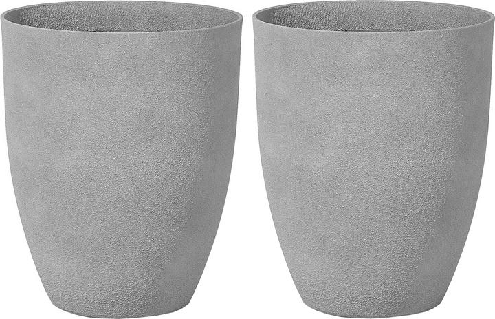 Produktbild Beliani Blumenkübel 2er Set grau rund 43 x 43 x 52 cm CROTON (43 cm)
