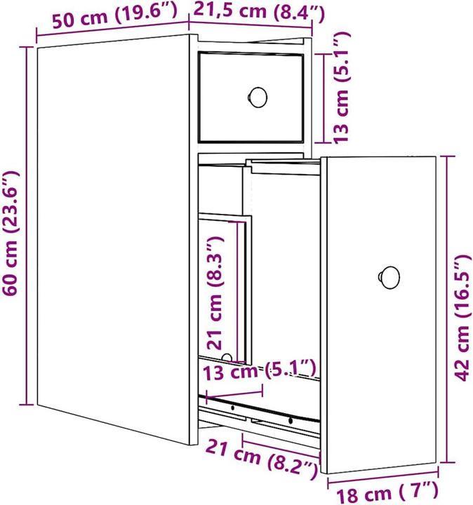 Immagine prodotto VidaXL Mobile bagno stretto con rotelle