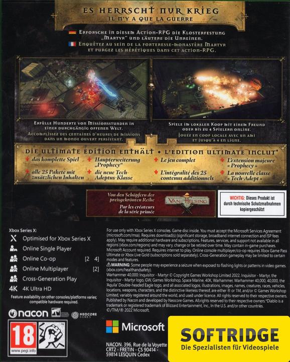 Produktbild Nacon Gaming Warhammer 40'000 Inquisitor Martyr - Ultimate Edition (Xbox Series X, DE, FR)