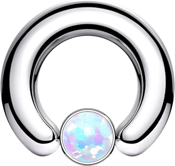 Actual product image Star Piercing Closure ring silver disc opal white (Surgical steel 316L, without brass)
