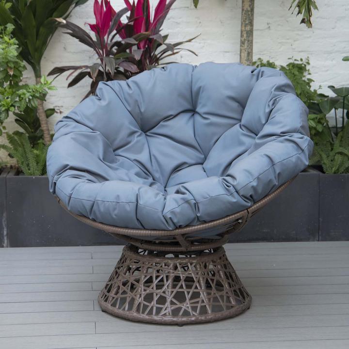 Produktbild PureHaven Lounge Sessel 92x80x80,5 cm aus Rattan Rundkissen drehbar 360 Grad pflegeleicht elegantes