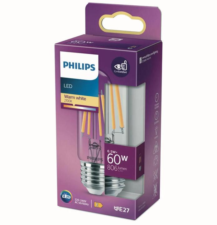 Actual product image Philips transparent (E27, 6.50 W, 806 lm, 1 x, E)