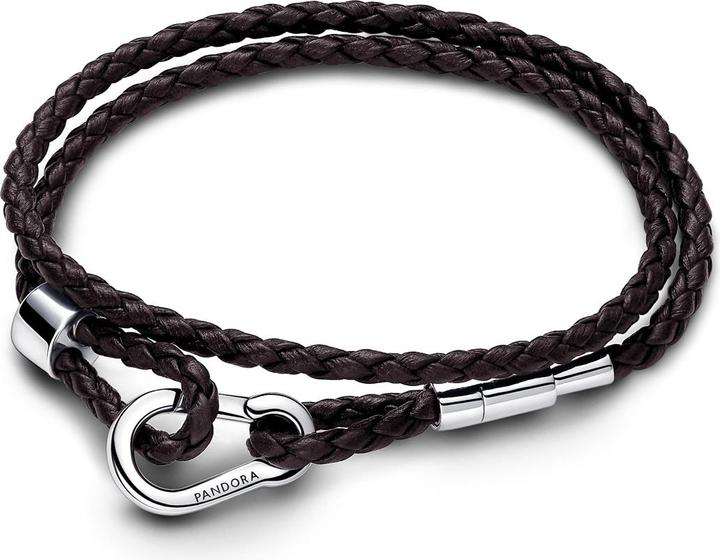 Immagine prodotto Pandora Moments - Bracciale doppio in pelle intrecciata marrone (38 cm)