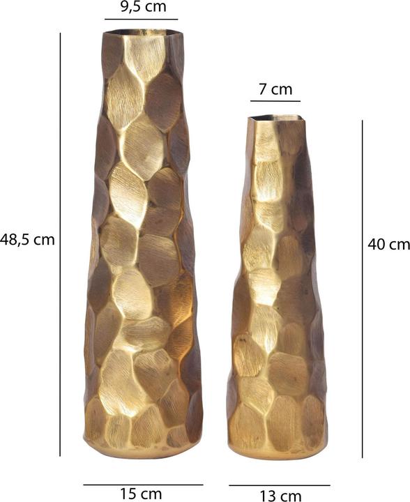 Actual product image FineBuy Vase 2er Set Blumenvase Aluminium Tischvase Hammerschlag Dekovase Modern (2 x)