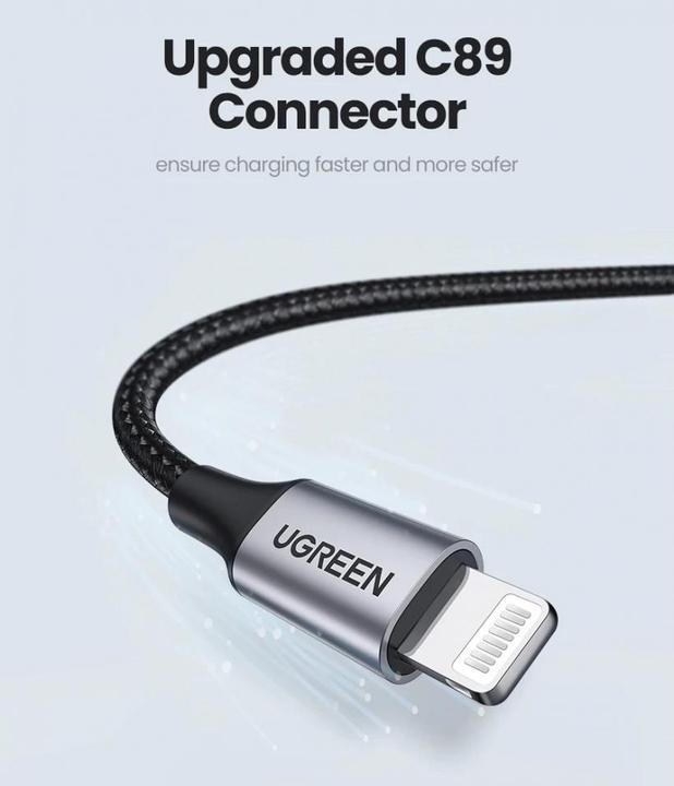 Produktbild Ugreen Lightning USB Nylon Alu MFi (1 m, USB 2.0)