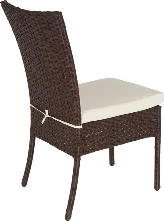 Immagine prodotto Swisshandel24 2x Sedia in polirattan, sedia da balcone, sedia da giardino, impilabile, marrone, cuscino crema