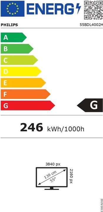 Energie-Label Philips Signage Solution H-Line 55BDL4002H (1920 x 1080 Pixel, 55")