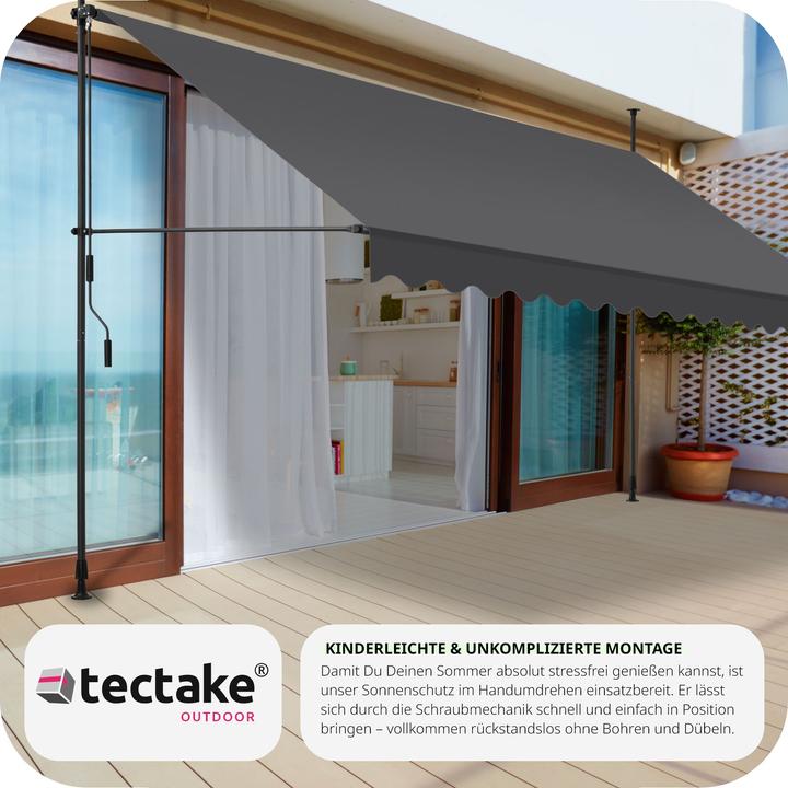 Actual product image tectake Tenda a morsetto con manovella, altezza regolabile (4 m)