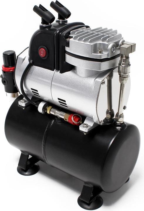 Actual product image Wiltec Airbrush compressor AF189 Air tank Water separator Pressure reducer Pressure gauge