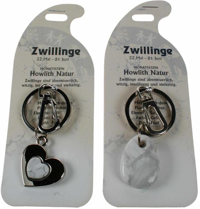 Roost Schlüsselanhänger Zwilling G263 Howlith natur 2 Motive (assortiert) (Howlith we)