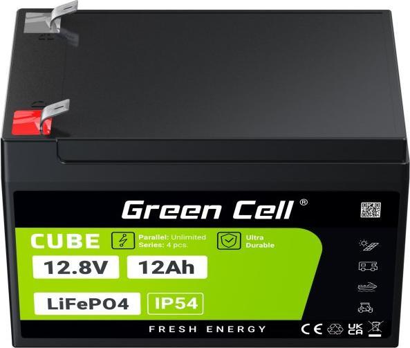 Immagine prodotto GreenCell Green Cell CUBE LiFePO4 Spezial-Akku LiFePo-Block Flachstecker Li-Ion 12.8 V 12 (12.80 V, 12 Ah)