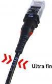 Produktbild PatchSee THINPATCH Cat6A RJ45 Patch cable U/UTP black - 7,9 m (U/UTP, CAT6a, 7.90 m)