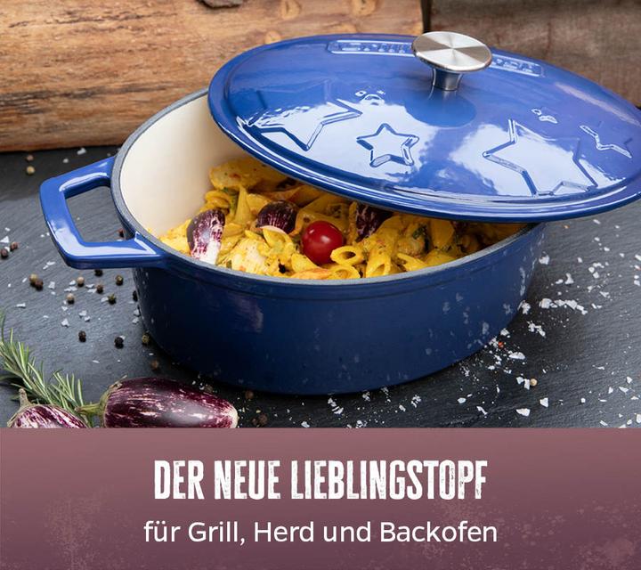 Immagine prodotto Grillfürst Pentola a stella Dutch Oven / girarrosto in ghisa - smaltata - XL - blu