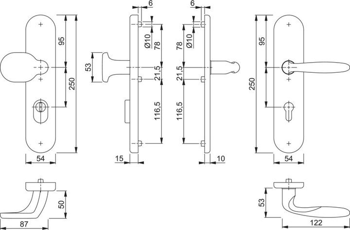 Immagine prodotto Hoppe Verona M86G/3332ZA/3310/151 Set intercambiabile 72 mm (Maniglia della porta)