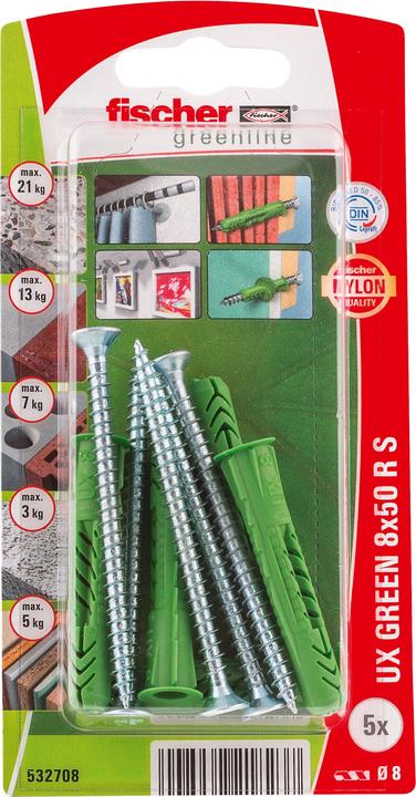 Produktbild Fischer Universald. UX Green 8x50 R S K (5) (5 Stk.)