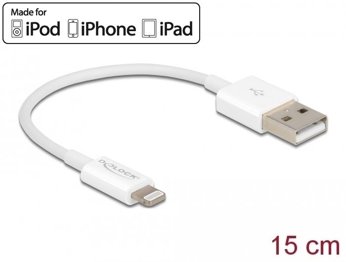 Actual product image Delock USB Charging Cable for iPhone 15 cm White (0.15 m, USB 2.0)