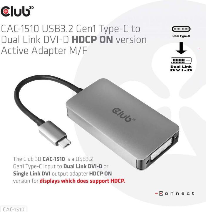 Image du produit Club 3D USB Typ-C zu (DVI, 24.50 cm)