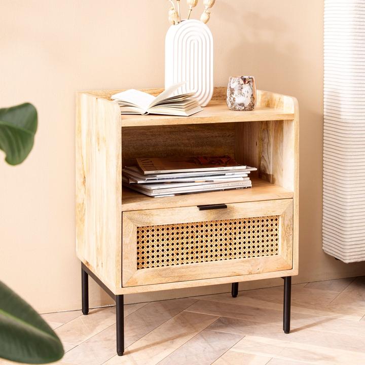 Produktbild FineBuy Nachtkonsole FB98149 Massivholz Braun (50 x 60 x 40 cm)