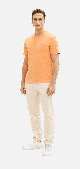 Produktbild Tom Tailor T-Shirt Kurzarmshirt mit V-Ausschnitt, ausgewaschener Optik und Brusttasche (XXL)
