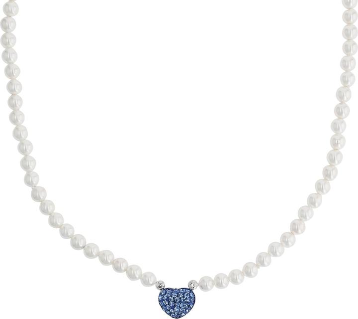 Produktbild Amor Halsschmuck für Damen, 925 Sterling Silber, Kristall synth., Muschelkernperle | Herz (Silber 925)
