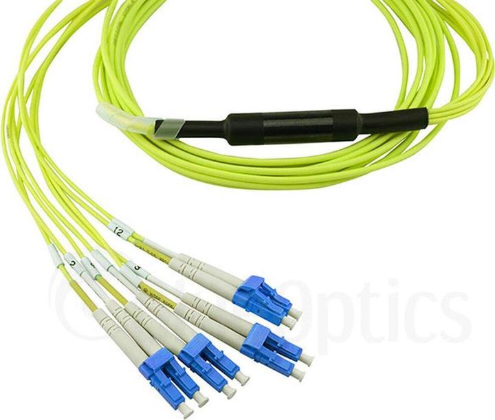 Actual product image CBO Fibre optic MTP/4xLC breakout cable G.657.A1 singlemode 7.5 metres