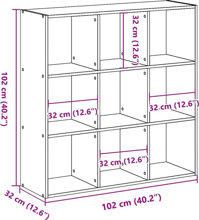 Produktbild VidaXL Bücherregal (102 x 32 x 102 cm)