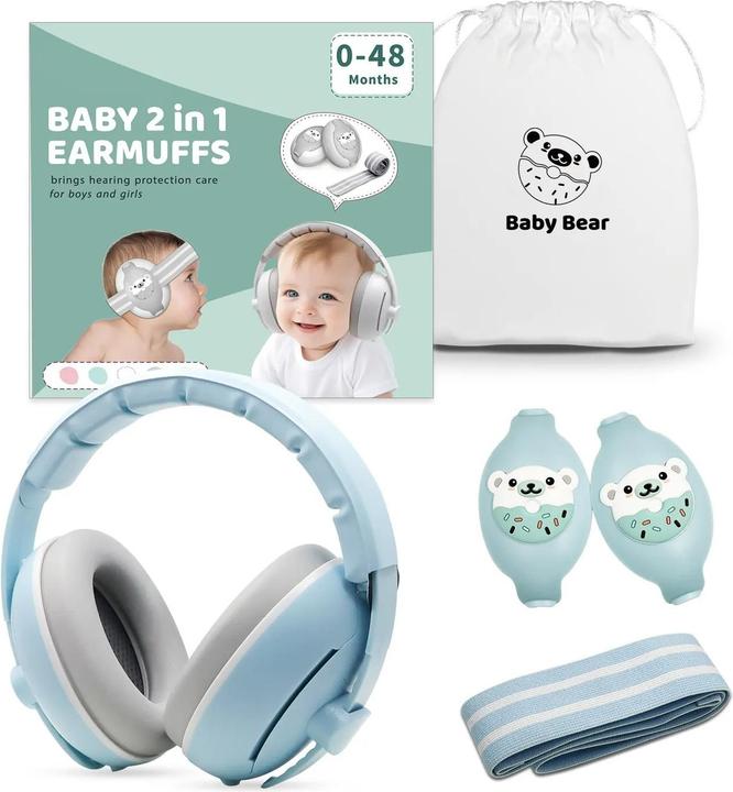 Image du produit Swissdetector Baby Earmuff - 2 en 1 - 0-48 mois - Bleu