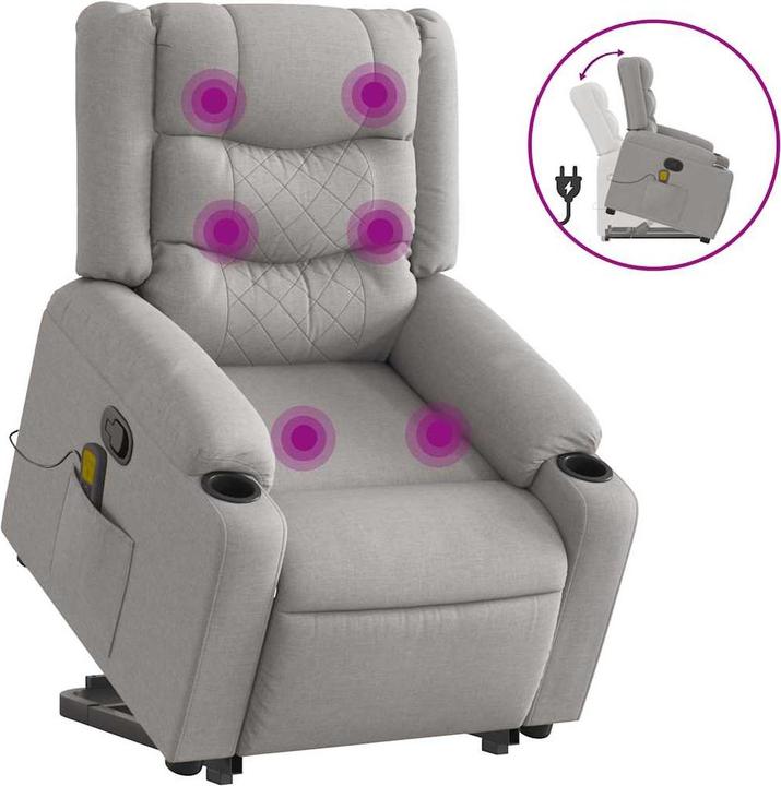 Actual product image VidaXL Massage chair with stand-up aid Cloud grey fabric