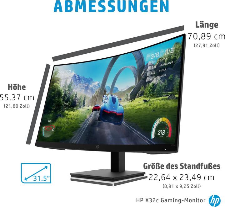 Produktbild HP X32c 80 cm (31.5" ) 1920 x 1080 Pixel Full HD LCD Schwarz (1920 x 1080 Pixel, 31.50")
