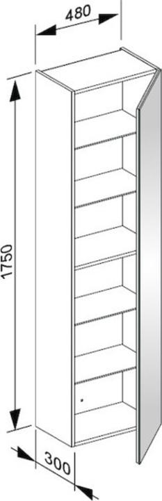Produktbild Keuco Hochschrank X-LINE 480x1750x300mm, Anschlag rechts Inox