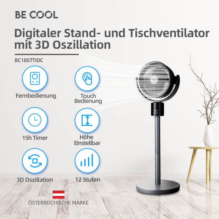 Image du produit Be Cool BC18STTIDC Ventilator 2 in 1 Stand- und Tischventilator