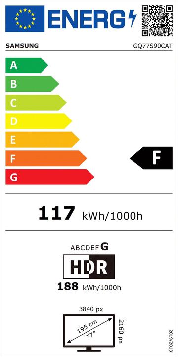 Energy Label Samsung GQ77S90CAT (76.77", S90C, OLED, 4K)