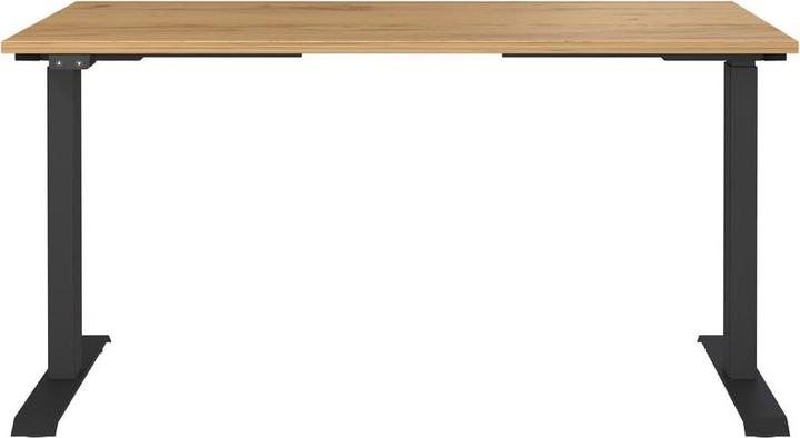 Actual product image Germania JET height-adjustable desk navarra-oak rectangular, T-leg frame black 140.0 x (140 x 72 cm)