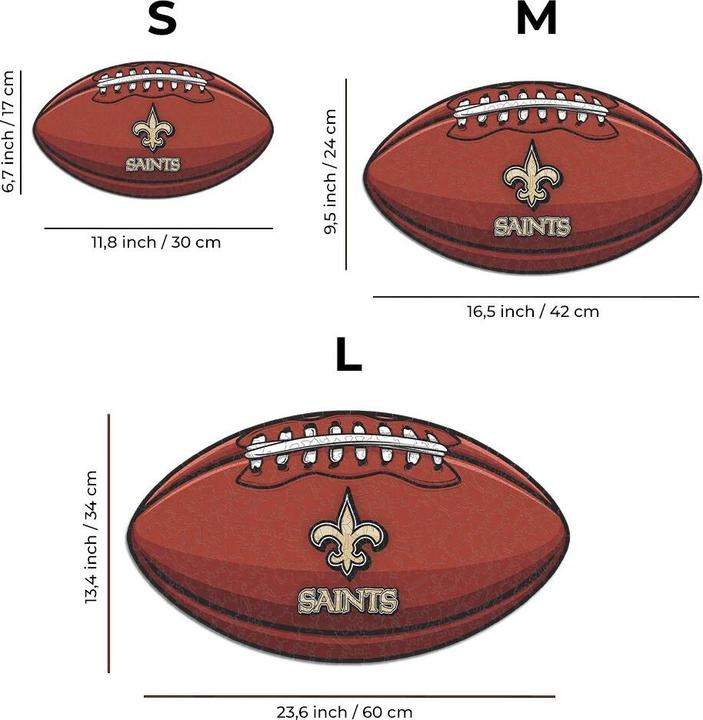 Actual product image Iconic NFL - New Orleans Saints– Football with Logo - Wooden Puzzle Size L (500 pieces) (500 pieces)