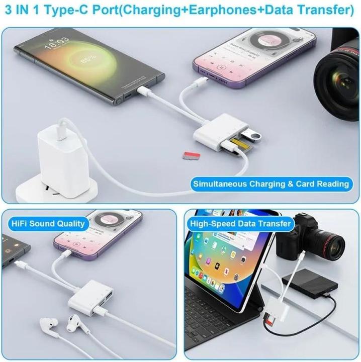 Image du produit PowerGuard 4-in-1 USB-C & Lightning Photo Camera Cardreader USB 3.0 OTG Adapter (USB Type C, Lightning)