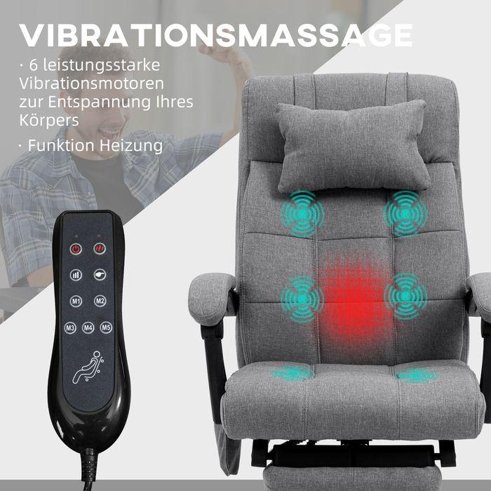 Image du produit Swisshandel24 Siège de bureau avec fonction massage, ergonomique, chauffage lombaire, repose-pieds, repose-tête