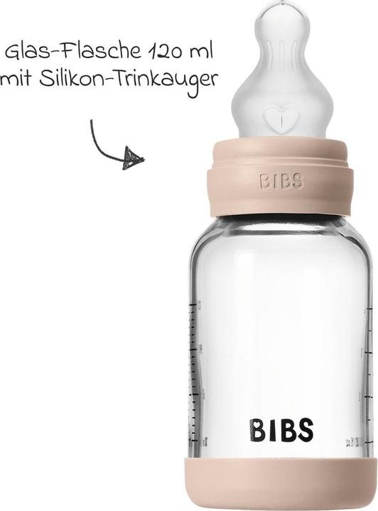 Produktbild Bibs Babyflaschen Glas-Flasche Baby Bottle Round 120 ml + Silikon-Trinksauger (120 ml)
