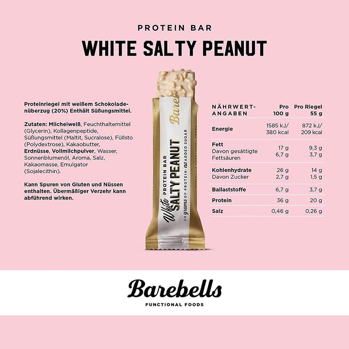 Valeurs nutritives et ingrédients Barebells Protein Bar (Noix de Grenoble salée, 1 pcs, 50 g)
