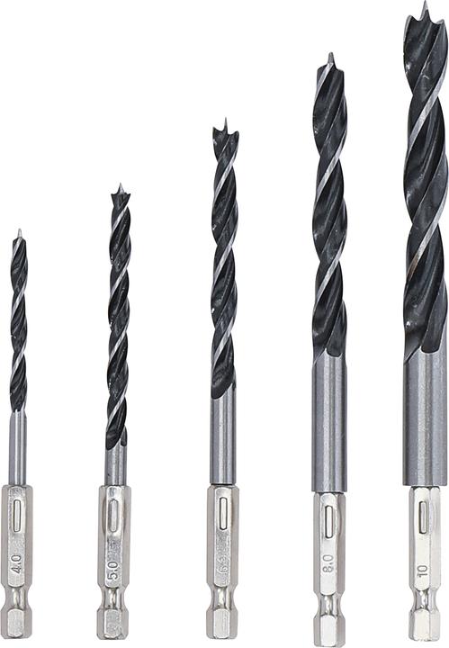 Image du produit BGS Jeu de mèches bois 4 - 10 mm Six pans 5 pièces (10 mm, 4 mm, 6 mm, 8 mm, 5 mm)