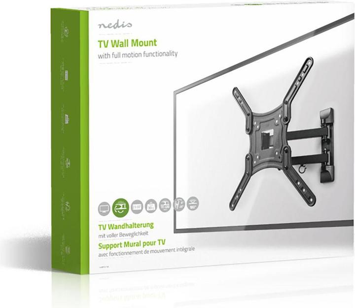 Produktbild Nedis Vollbewegliche TV-Wandhalterung - 23 - 55" - Max. 30 kg - 3 Drehpunkte - Drehwinkel: 180 ° - (Wand, 55", 30 kg)