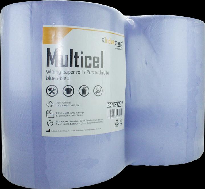 Produktbild Meditrade 2 Industrade® Putztuchrollen Multicel 2-lagig blau, 1.000 Blätter (2 x)