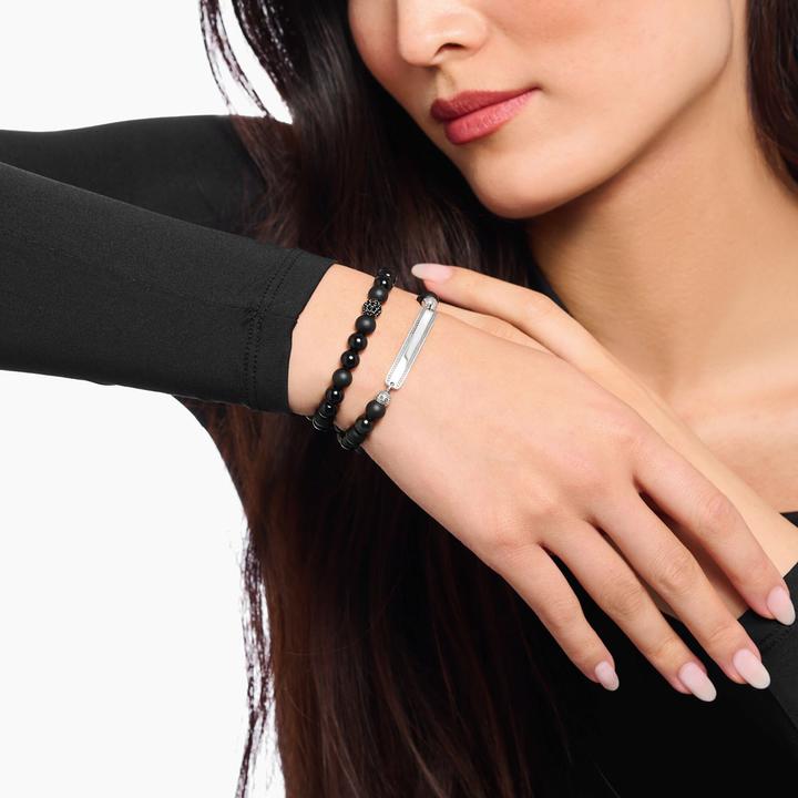 Produktbild Thomas Sabo Bead Armband Obsidian schwarz (21 cm, Silber 925)