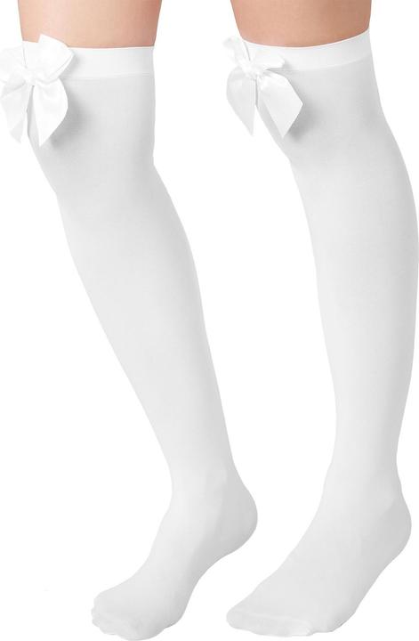 Produktbild tectake Overknee-Strümpfe mit weisser Schleife (One Size)