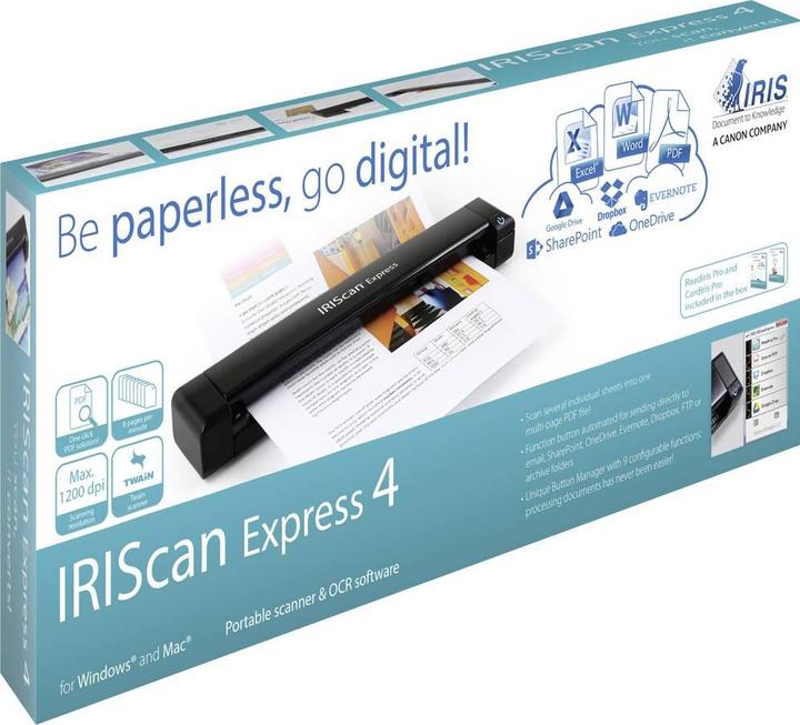 Immagine prodotto Iris Scanner a fogli per documenti Express 4 458510 (A4, USB, cavo USB) (USB)